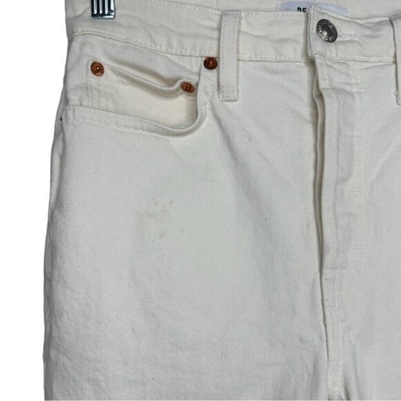 RE/DONE 90’s Originals High Waist Ankle Crop Jeans Vintage White Size 27 - Picture 7 of 16